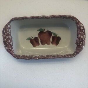 Neher "Clay In Motion" vintage Pottery Apple Design Loaf Baking Dish Recipe 1995